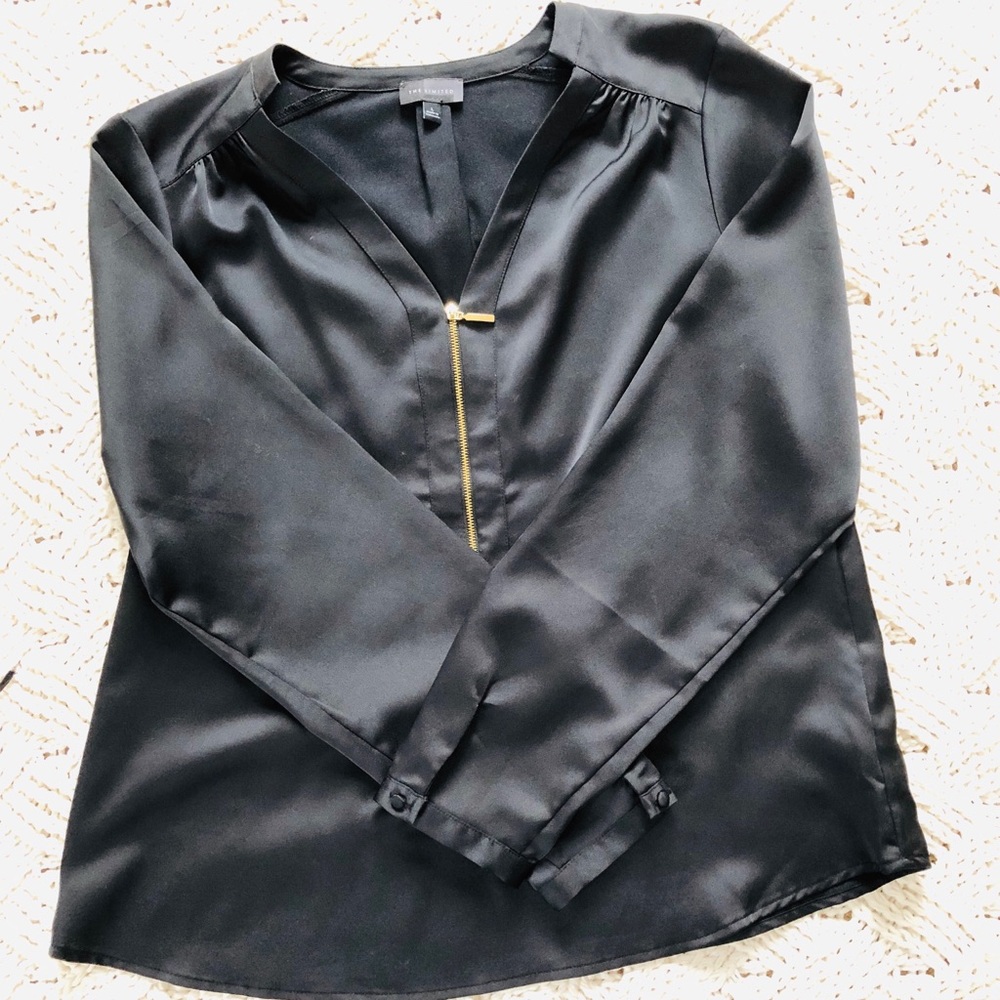 The Limited zipper v-neck blouse
